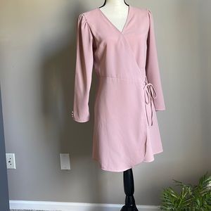 Topshop Pastel Blush  Pink Long Sleeved Wrap Dress US size 6